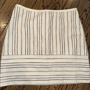 Madewell‎ Women's Gamine Cream Navy Stripe Linen Blend Mini Skirt, Size 0